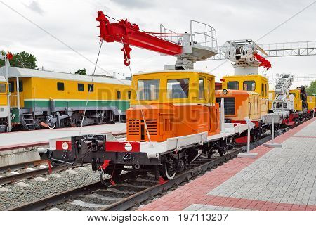 Novosibirsk Museum of railway equipment in Novosibirsk Siberia Russia - July 7 2017: Vehicle AHMS 220. Built Tikhoretskaya machine-building plant in 1970