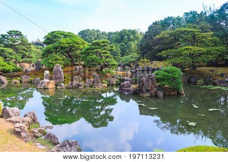 Traditional Japanese Garden At Nijo Castle, Kyoto.