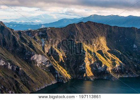 Early Morning On The Quilotoa Volcano Caldera And Lake, Andes. Ilinizas Nature Reserve, Ecuador