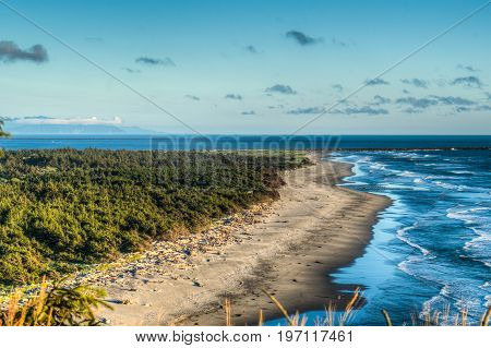 Beach viewed from North Head Lighthouse on Washington's Pacific Coast.