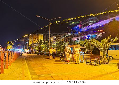 The Night Promenade In Alanya
