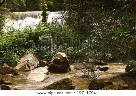 sridith waterfall in tropical rain forest on khaoko at PetchabunThailand