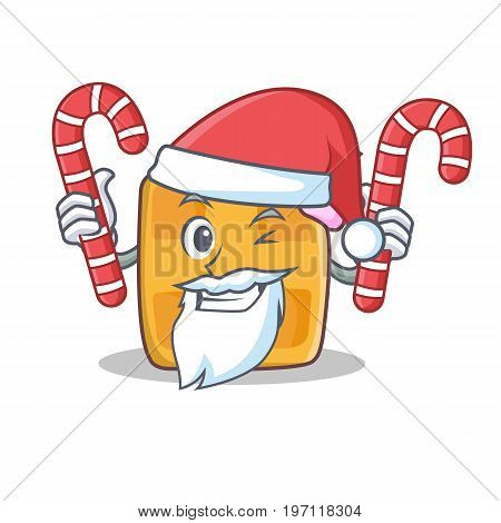 Santa waffle character cartoon design with candy vector illustration