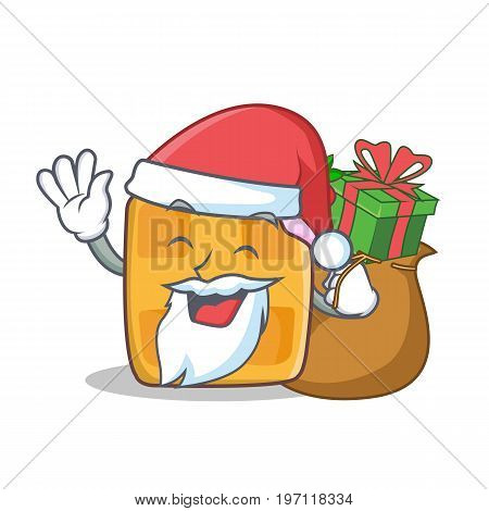 Santa waffle character cartoon design with gift vector illustration