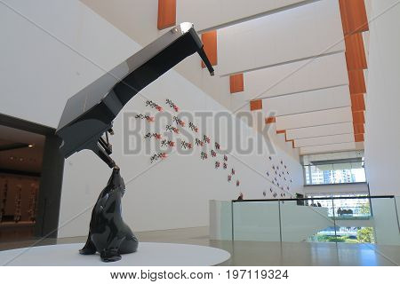 BRISBANE AUSTRALIA - JULY 8, 2017: Unidentified people visit GOMA museum. GOMA Queensland Government of Modern Art is the largest gallery of modern and contemporary art in Australia.