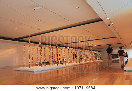 BRISBANE AUSTRALIA - JULY 8, 2017: Unidentified people visit GOMA museum. GOMA Queensland Government of Modern Art is the largest gallery of modern and contemporary art in Australia.