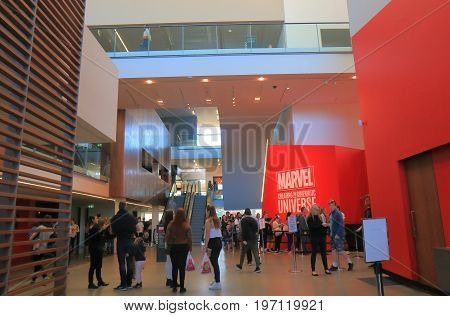BRISBANE AUSTRALIA - JULY 8, 2017: Unidentified people visit GOMA museum. GOMA Queensland Government of Modern Art is the largest gallery of modern and contemporary art in Australia.
