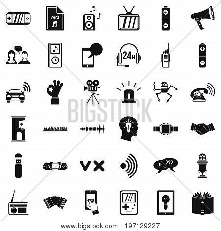 Audioplayer icons set. Simple style of 36 audioplayer vector icons for web isolated on white background
