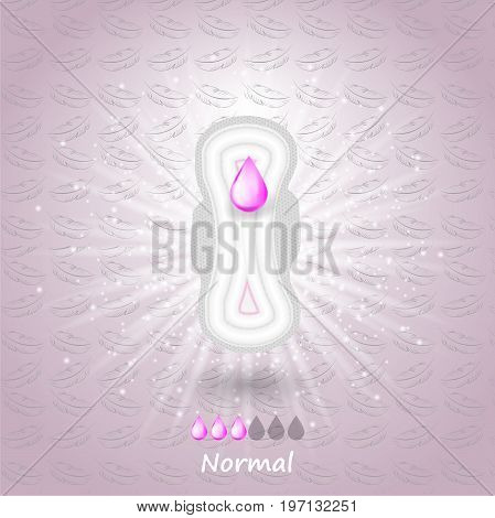 Realistic Sanitary Napkin on a bright trendy background, 3d vector