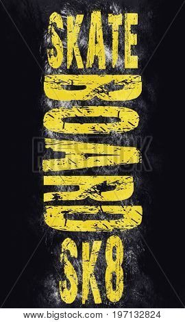 Skateboarding city art. Street graphic style SK8. Fashion stylish print. Colorful hand drawn phrase