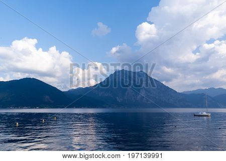 View Of Mountens And Sailing Boat