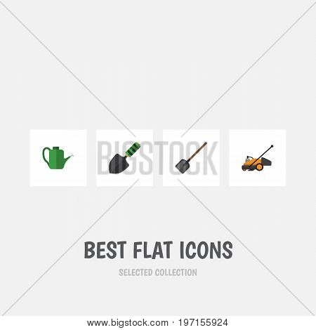 Flat Icon Dacha Set Of Trowel, Shovel, Bailer And Other Vector Objects