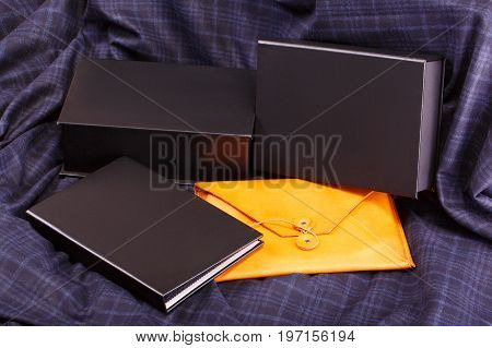 stationery or chancery located on the dark grey fabric