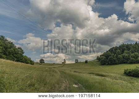 Sunny Summer Day Over Lesnica Village In National Park Pieniny