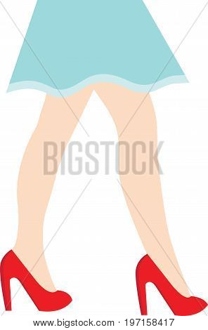 Simple, flat vector illustration of woman legs in red shoes.