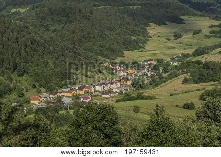 Sunny Summer Day Over Lesnica Village In National Park Pieniny