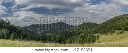 Sunny Summer Day Over Lesnica Village In National Park Pieniny