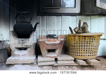Brazier in the local house in Thailand.
