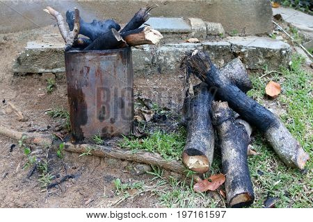 Brazier in the local house in Thailand.