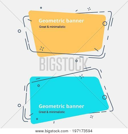 horizontal abstract geometric banners. vintage and trendy backgrounds set. Vector illustration