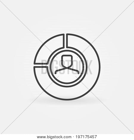 Man in pie chart icon. Vector business concept sign or infographics element in thin line style