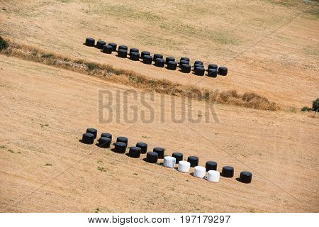 Strawbales In Plastic Wrap