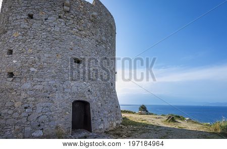 Montgo tower was used to protect the fishermen from piracy, built in 1598. Located on the top of Montgo Hill, which provide magnificent views of the Mediterranean sea and the Costa Brava in Spain
