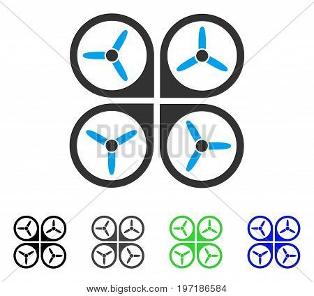 Quadrotor flat vector icon. Colored quadrotor gray, black, blue, green icon variants. Flat icon style for web design.