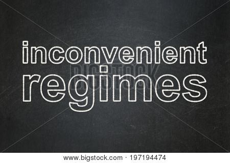 Politics concept: text Inconvenient Regimes on Black chalkboard background