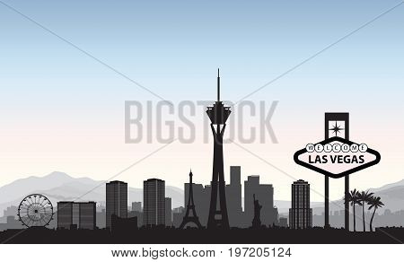 Las Vegas skyline. Travel american city landmark background. Urban cityscape. USA LAs-Vegas landscape