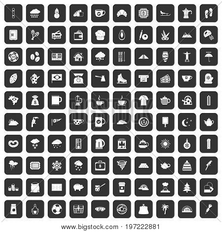 100 coffee cup icons set in black color isolated vector illustration