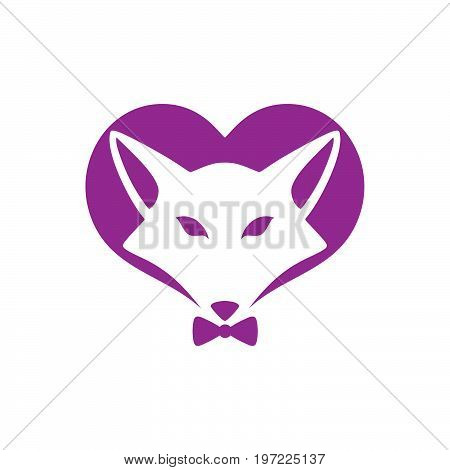 Vector image of a fox love design on a white background. Animal Logo.