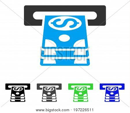 Bank Cashpoint flat vector illustration. Colored bank cashpoint gray, black, blue, green icon versions. Flat icon style for application design.