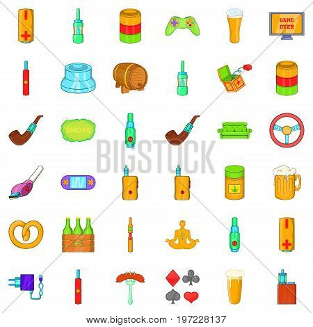 Smoking icons set. Cartoon style of 36 smoking vector icons for web isolated on white background