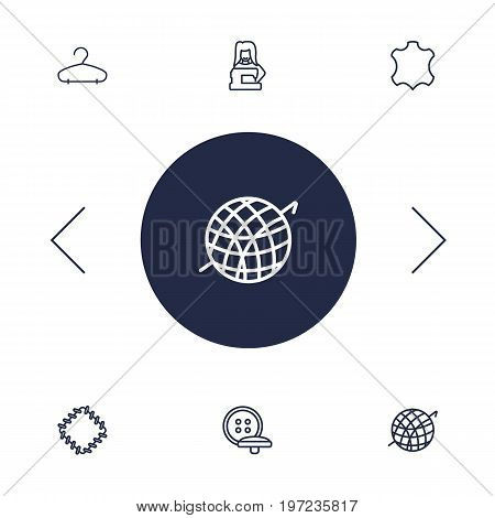 Collection Of Crochet, Patch, Hanger And Other Elements.  Set Of 6 Stitch Outline Icons Set.