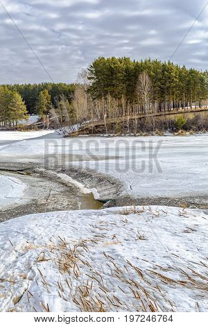 Spring landscape. The Separate river ( a tributary of the Ob river ) in Novosibirsk oblast Siberia Russia