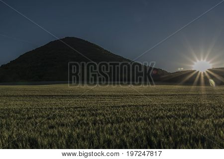 Evening In West Ceske Stredohori Mountains In Hot Summer