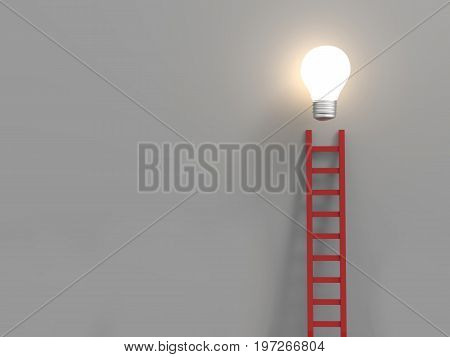 ladder to success concept with 3d rendering red ladder and idea light bulb