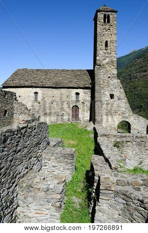 Church Santa Maria Del Castello At Giornico On  Leventina Valley