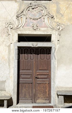 Giornico, Switzerland - 8 June 2015: Door of a house at Giornico on Leventina valley Switzerland