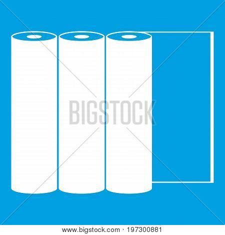 Rolls of paper icon white isolated on blue background vector illustration