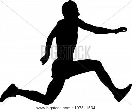 male athlete jumper a triple jump black silhouette