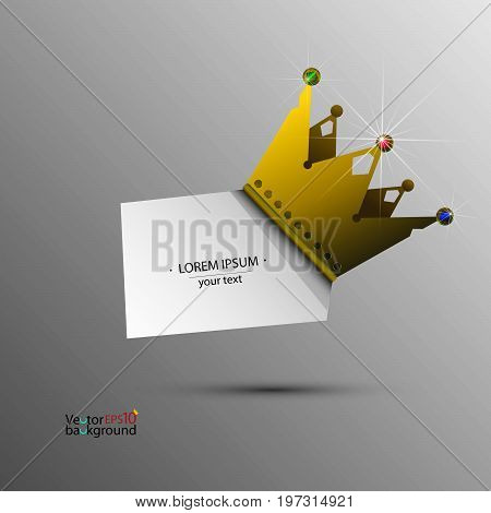 Vector abstract banner with golden crown and stones