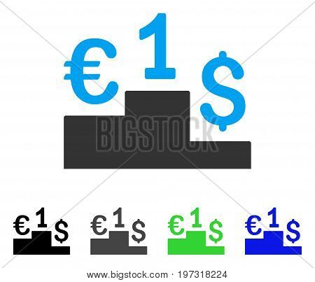Currency Competition flat vector pictogram. Colored currency competition gray, black, blue, green icon variants. Flat icon style for graphic design.