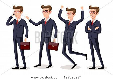 Businessman Vector Illustration Isolatede. Suit Elegant. Happy Businessmen. Corporate Dress Code.