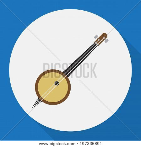 Vector Illustration Of Audio Symbol On Domra Flat Icon