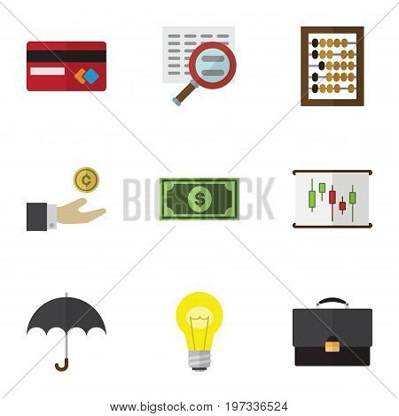 Flat Icon Gain Set Of Counter, Diagram, Greenback And Other Vector Objects