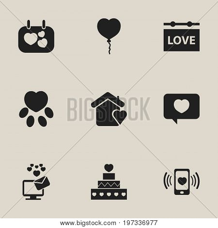 Set Of 9 Editable Heart Icons. Includes Symbols Such As Signboard, Pounce, Like And More