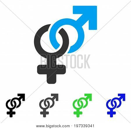 Heterosexual Symbol flat vector illustration. Colored heterosexual symbol gray, black, blue, green pictogram versions. Flat icon style for graphic design.