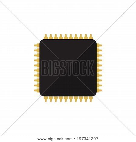 Cpu Vector Element Can Be Used For Cpu, Microprocessor, Motherboard Design Concept.  Isolated Microprocessor Flat Icon.